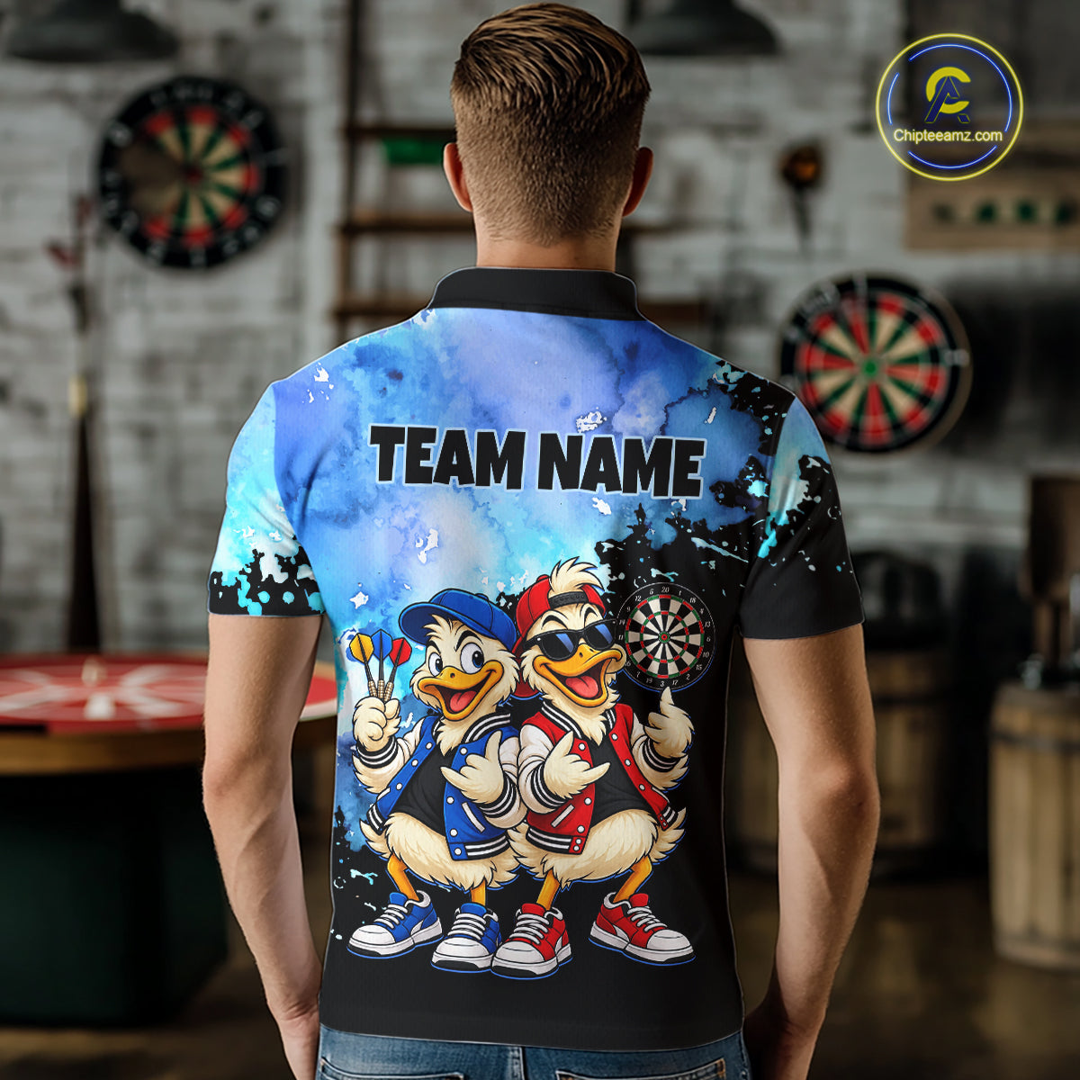 Custom Funny Chicken Darts Shirt for Men Buddy Dart Team Jersey Polo & Quarter-Zip DHT89
