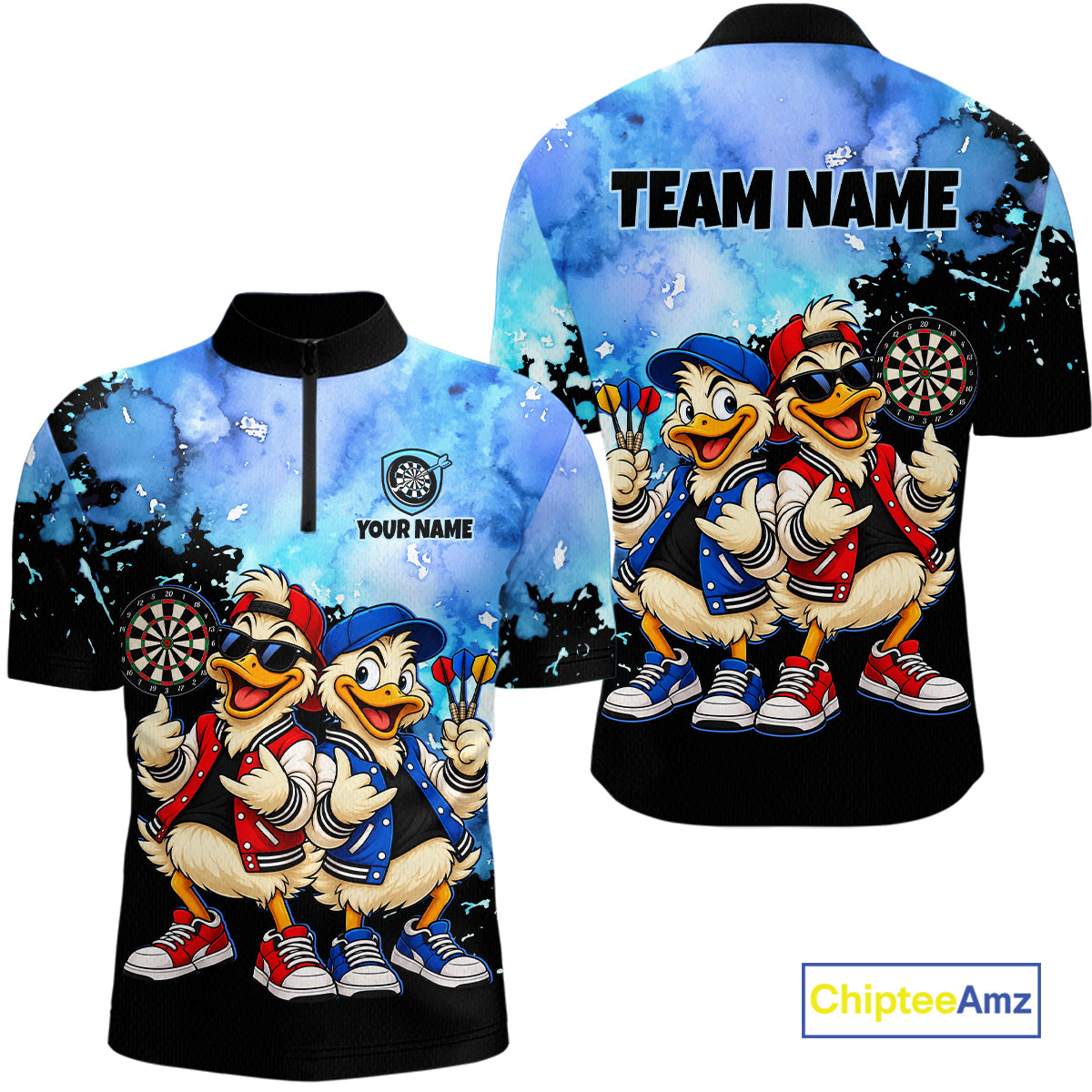 Custom Funny Chicken Darts Shirt for Men Buddy Dart Team Jersey Polo & Quarter-Zip DHT89