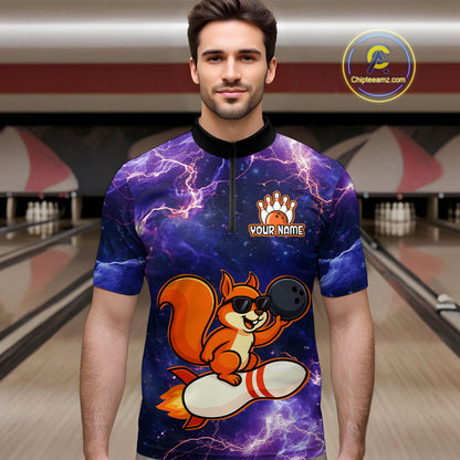 Custom Thunder Lightning Funny Squirrel Bowling Shirt Bowling Jersey for Men QZT777