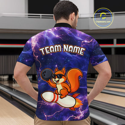 Custom Thunder Lightning Funny Squirrel Bowling Shirt Bowling Jersey for Men QZT777