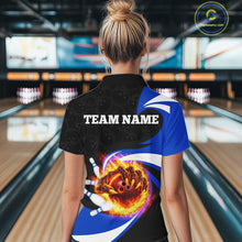 Load image into Gallery viewer, Personalized Blue Flame Demon Hand Bowling Shirt for Women Bowling Outfit Polo &amp; Quarter-Zip Bowling Jersey QZT867