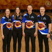 Load image into Gallery viewer, Personalized Blue Flame Demon Hand Bowling Shirt for Women Bowling Outfit Polo &amp; Quarter-Zip Bowling Jersey QZT867