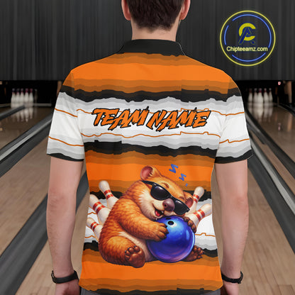 Custom Orange Wombat Bowling Shirt for Men Bowling League Jersey Polo & 1/4-Zip Bowling Outfit QZT925