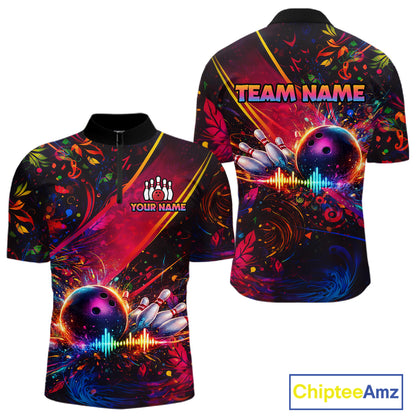 Custom Retro Music Bowling Shirt for Men Bowling Jersey Polo & 1/4-Zip Bowling Tournament QZT954