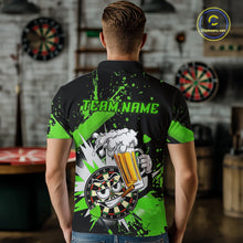 Load image into Gallery viewer, Funny Green Beer Dartboard Team Shirt for Men Custom Dart Jersey Polo &amp; Quarter-Zip Dart Outfit DHT40