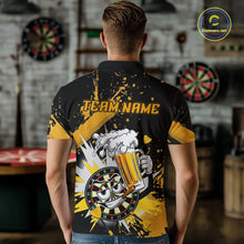 Load image into Gallery viewer, Funny Yellow Beer Dartboard Team Shirt for Men Custom Dart Jersey Polo &amp; Quarter-Zip Dart Outfit DHT40