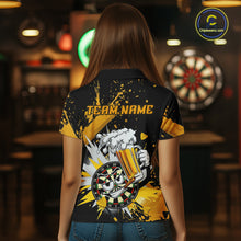 Load image into Gallery viewer, Funny Yellow Beer Dartboard Team Shirt for Women Custom Dart Jersey Polo &amp; Quarter-Zip Dart Outfit DHT40
