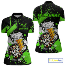 Load image into Gallery viewer, Funny Green Beer Dartboard Team Shirt for Women Custom Dart Jersey Polo &amp; Quarter-Zip Dart Outfit DHT40
