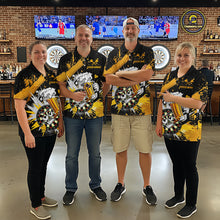 Load image into Gallery viewer, Funny Yellow Beer Dartboard Team Shirt for Men Custom Dart Jersey Polo &amp; Quarter-Zip Dart Outfit DHT40