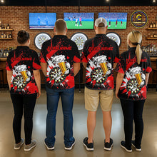 Load image into Gallery viewer, Funny Red Beer Dartboard Team Shirt for Women Custom Dart Jersey Polo &amp; Quarter-Zip Dart Outfit DHT40