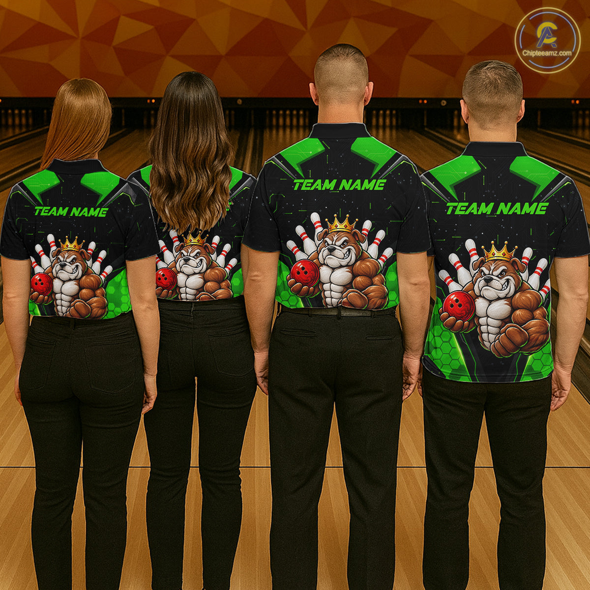 Custom Green Funny Bulldog Bowling Shirt for Women Bowling Team Jersey Bowler Gift QZT1302