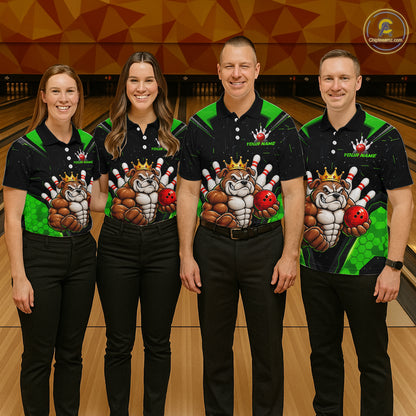 Custom Green Funny Bulldog Bowling Shirt for Women Bowling Team Jersey Bowler Gift QZT1302