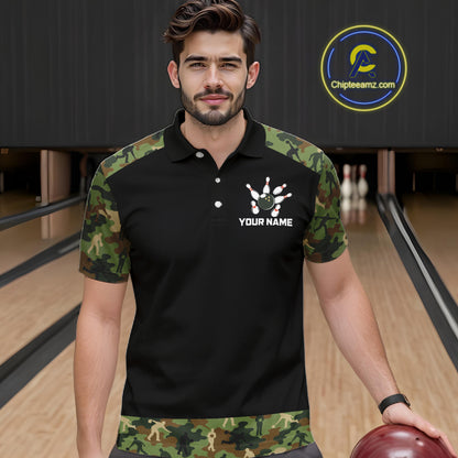 Custom Camouflage Bowling Shirt for Men Bowling Team Jersey Polo & Quarter-Zip QZT1304