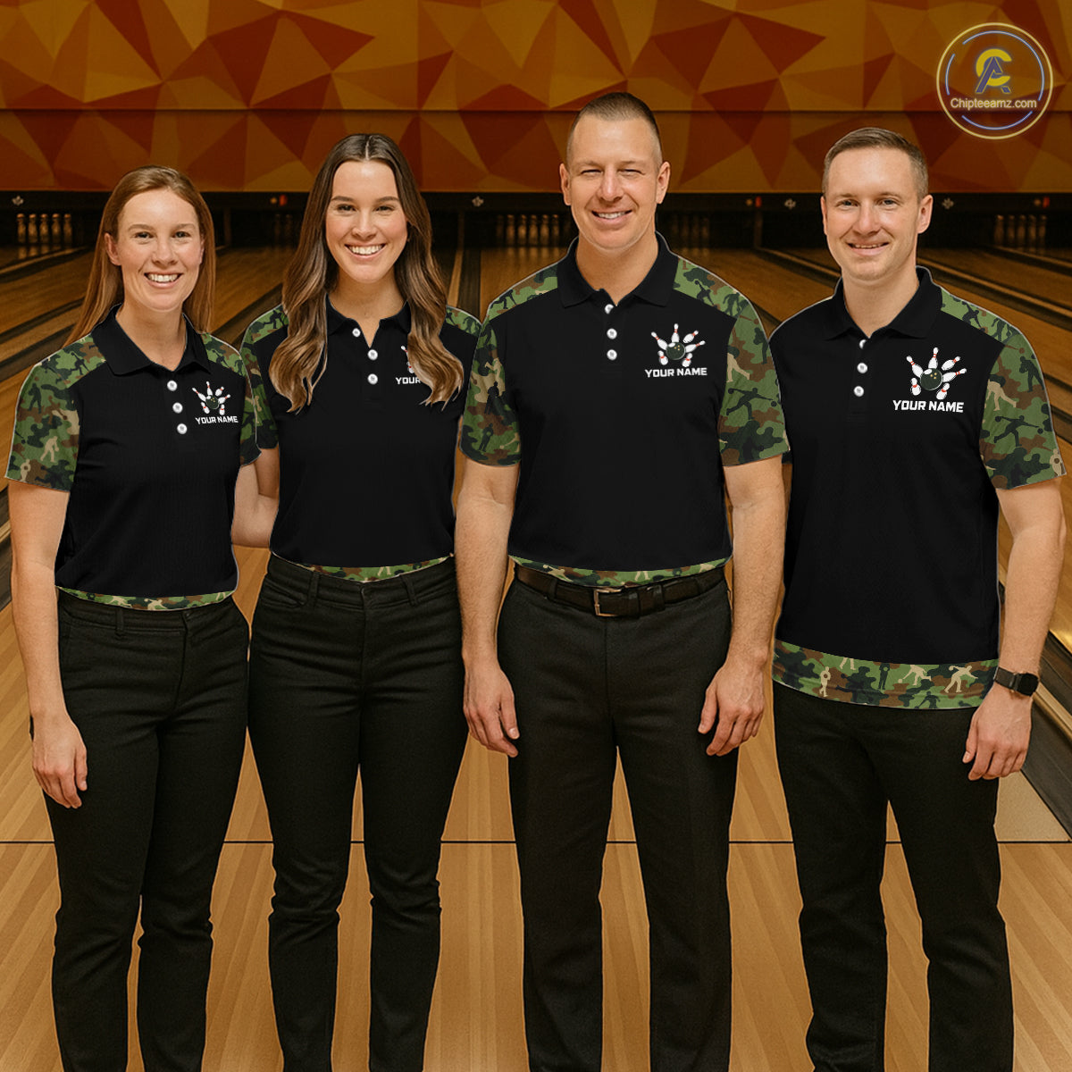 Custom Camouflage Bowling Shirt for Women Bowling Team Jersey Polo & Quarter-Zip QZT1304