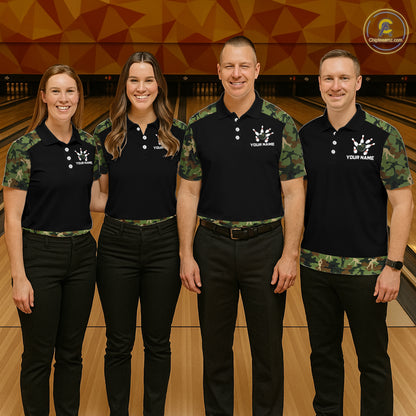 Custom Camouflage Bowling Shirt for Women Bowling Team Jersey Polo & Quarter-Zip QZT1304