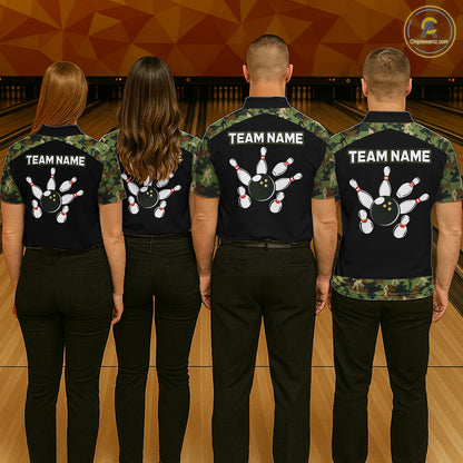 Custom Camouflage Bowling Shirt for Women Bowling Team Jersey Polo & Quarter-Zip QZT1304