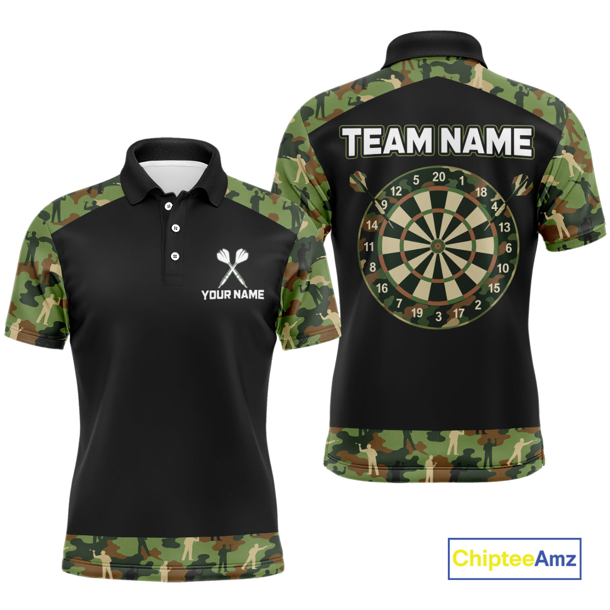 Custom Camouflage Dartboard Shirt Dart Team Jersey for Men Polo & 1/4-Zip DHT76