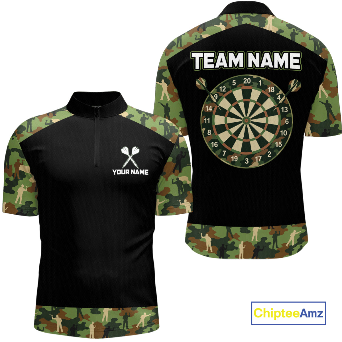 Custom Camouflage Dartboard Shirt Dart Team Jersey for Men Polo & 1/4-Zip DHT76
