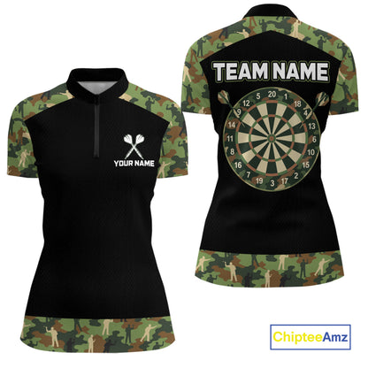 Custom Camouflage Dartboard Shirt Dart Team Jersey for Women Polo & 1/4-Zip DHT76