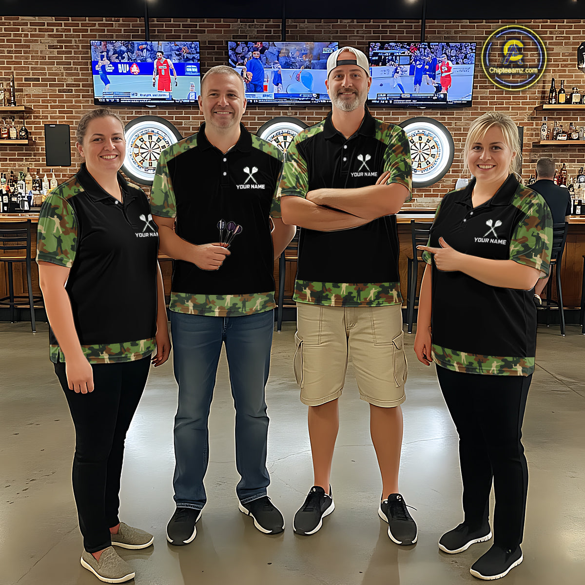 Custom Camouflage Dartboard Shirt Dart Team Jersey for Men Polo & 1/4-Zip DHT76