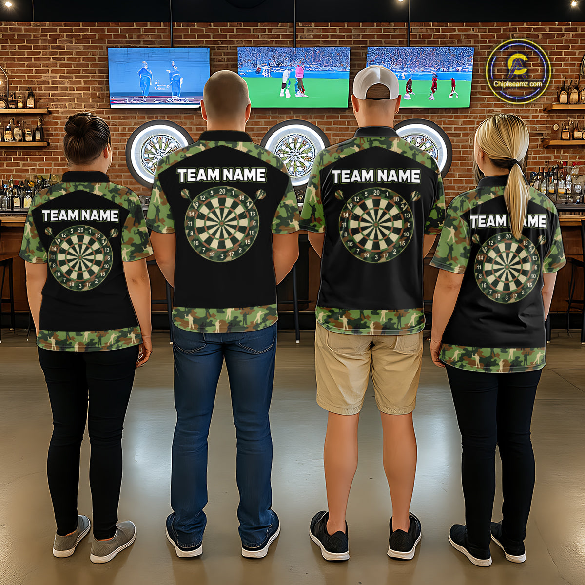 Custom Camouflage Dartboard Shirt Dart Team Jersey for Men Polo & 1/4-Zip DHT76