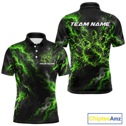 Custom Green Bowling Team Shirt for Men Bowling League Jersey Polo & 1/4-Zip QZT1376