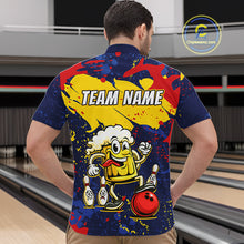 Load image into Gallery viewer, Red &amp; Yellow Funny Beer Bowling Shirt Custom Navy Bowling Jersey for Men Bowling Team QZT811