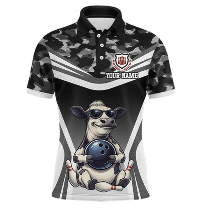 Custom Funny Cow Bowling Shirt for Men Camo Bowling League Jersey Polo & Quarter-Zip QZT871