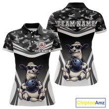 Load image into Gallery viewer, Custom Funny Cow Bowling Shirt for Women Camo Bowling League Jersey Polo &amp; Quarter-Zip QZT871