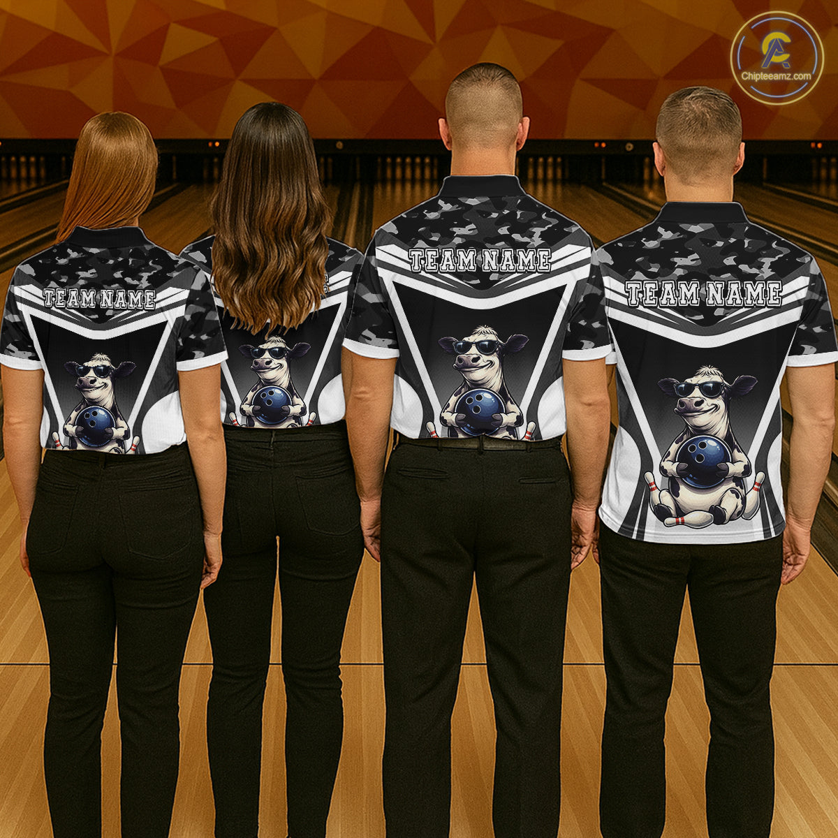 Custom Funny Cow Bowling Shirt for Men Camo Bowling League Jersey Polo & Quarter-Zip QZT871