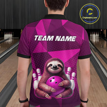 Load image into Gallery viewer, Pink Funny Sloth Bowling Shirt for Men Custom Bowling Jersey Polo &amp; Quarter-Zip Bowling Outfit QZT995
