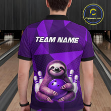 Load image into Gallery viewer, Purple Funny Sloth Bowling Shirt for Men Custom Bowling Jersey Polo &amp; Quarter-Zip Bowling Outfit QZT995