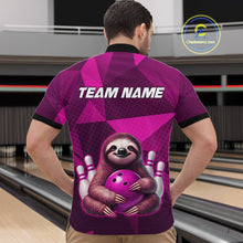 Load image into Gallery viewer, Pink Funny Sloth Bowling Shirt for Men Custom Bowling Jersey Polo &amp; Quarter-Zip Bowling Outfit QZT995