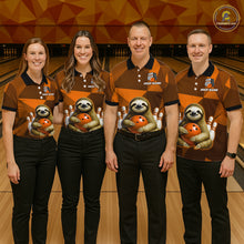 Load image into Gallery viewer, Orange Funny Sloth Bowling Shirt for Women Custom Bowling Jersey Polo &amp; Quarter-Zip Bowling Outfit QZT995