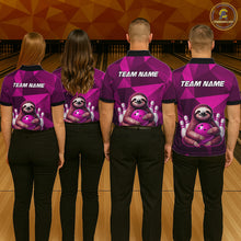 Load image into Gallery viewer, Pink Funny Sloth Bowling Shirt for Men Custom Bowling Jersey Polo &amp; Quarter-Zip Bowling Outfit QZT995