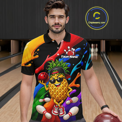 Custom Funny Pineapple Bowling Shirt for Men Colorful Bowling Team Jersey Polo & 1/4-Zip QZT1306