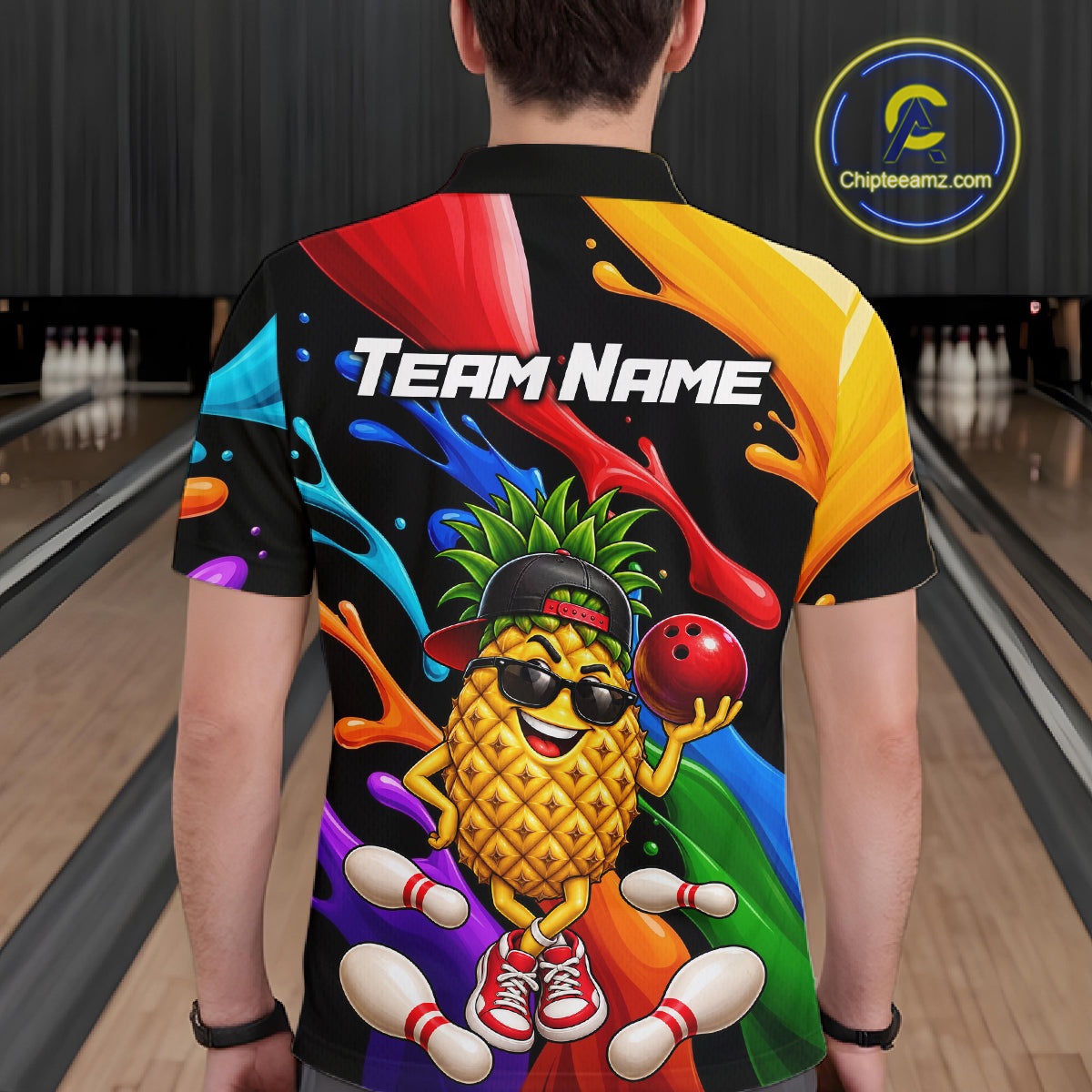 Custom Funny Pineapple Bowling Shirt for Men Colorful Bowling Team Jersey Polo & 1/4-Zip QZT1306