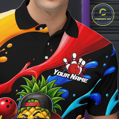 Custom Funny Pineapple Bowling Shirt for Men Colorful Bowling Team Jersey Polo & 1/4-Zip QZT1306
