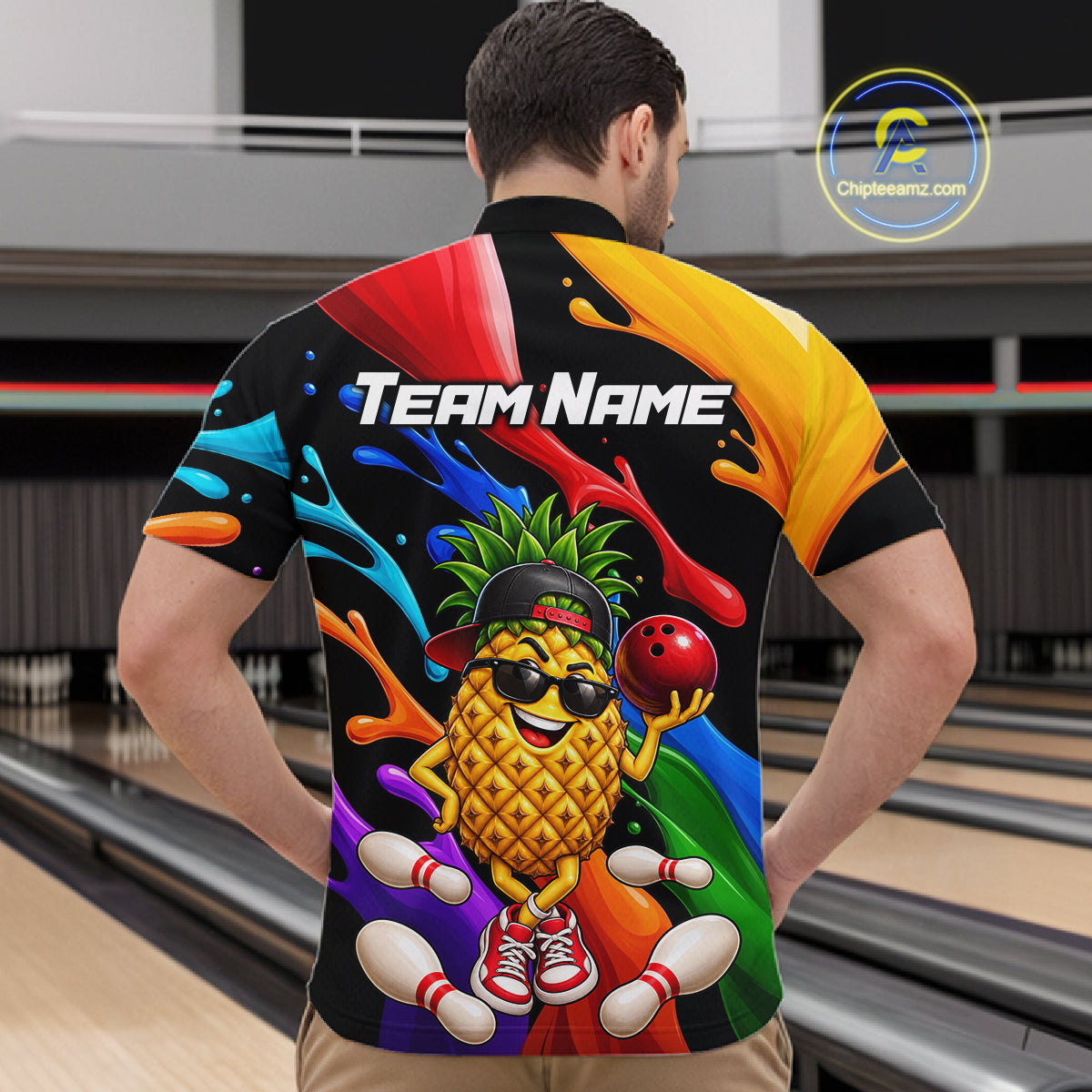 Custom Funny Pineapple Bowling Shirt for Men Colorful Bowling Team Jersey Polo & 1/4-Zip QZT1306
