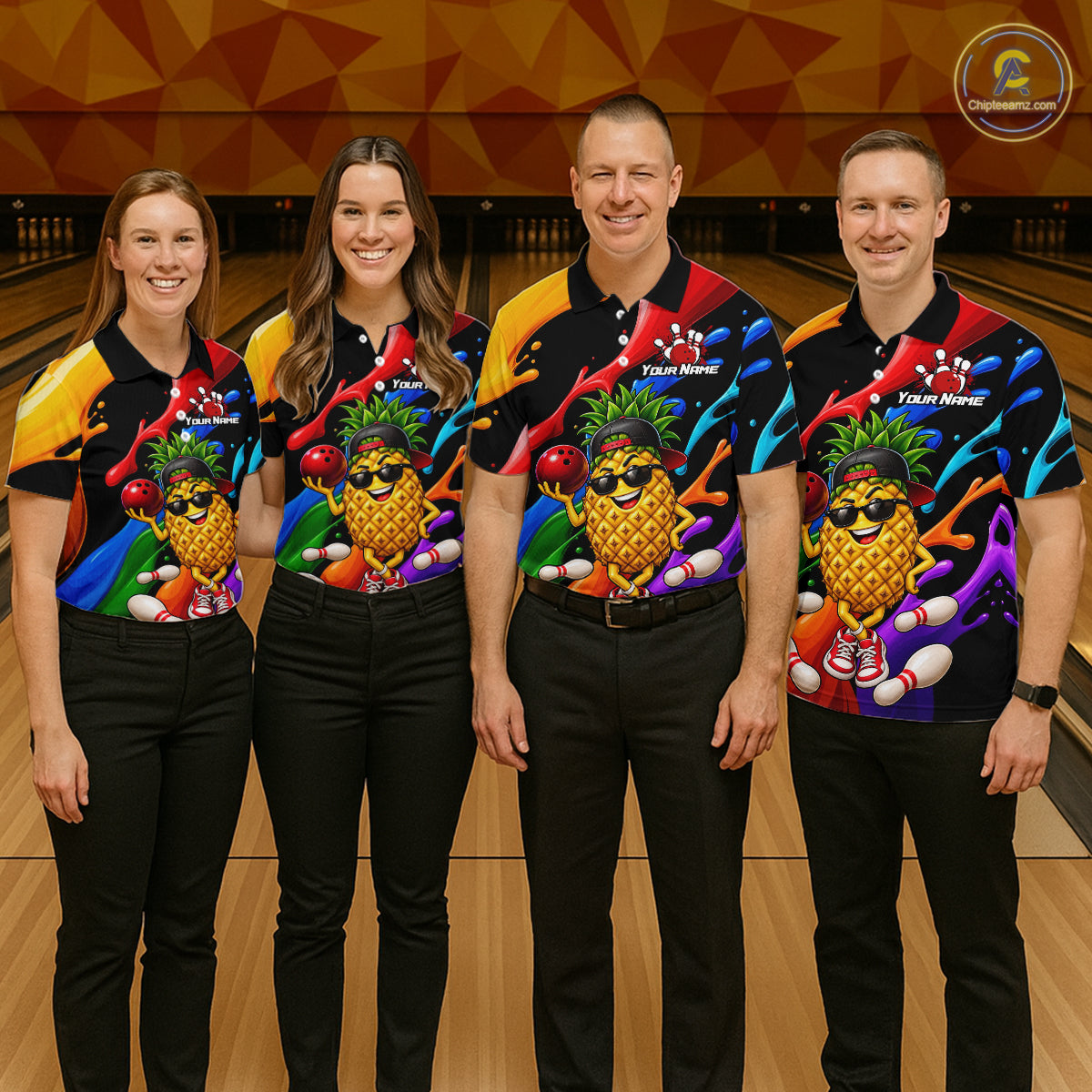 Custom Funny Pineapple Bowling Shirt for Men Colorful Bowling Team Jersey Polo & 1/4-Zip QZT1306