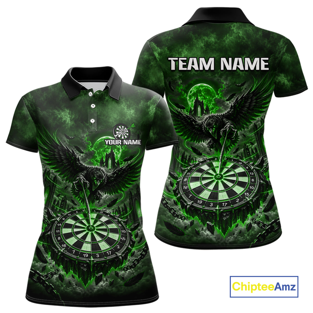 Custom Green Raven Dart Shirt Moon Gothic Dart Team Jersey for Women DHT78