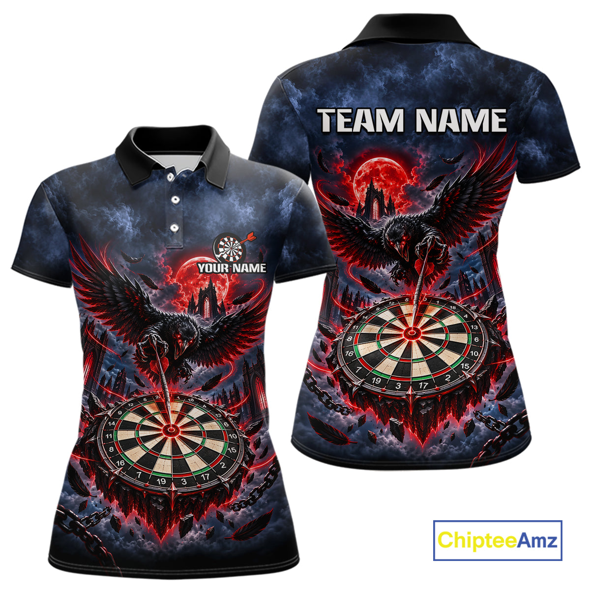 Custom Raven Dart Shirt Red Moon Gothic Dart Team Jersey for Women DHT78