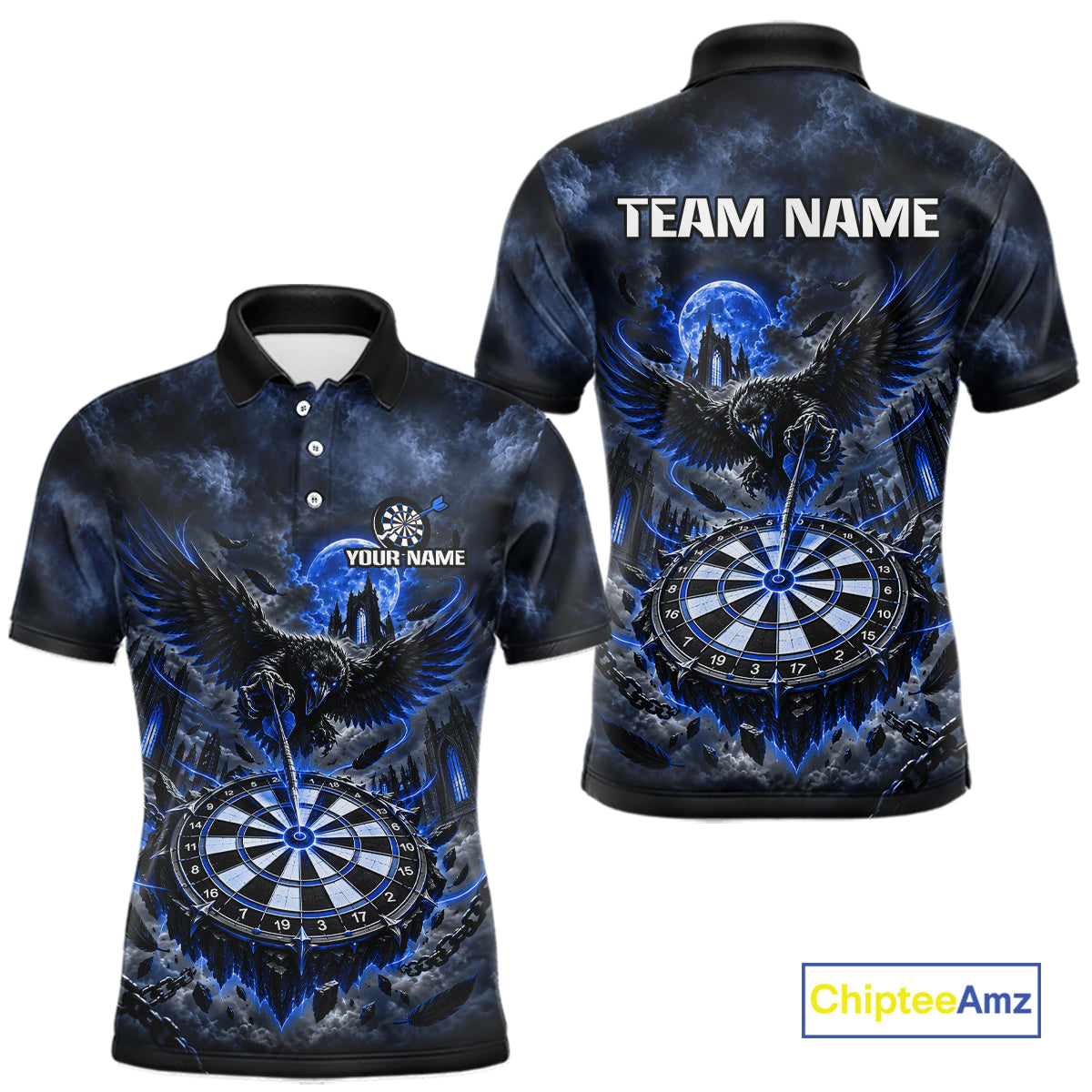 Custom Blue Raven Dart Shirt Moon Gothic Dart Team Jersey for Men DHT78