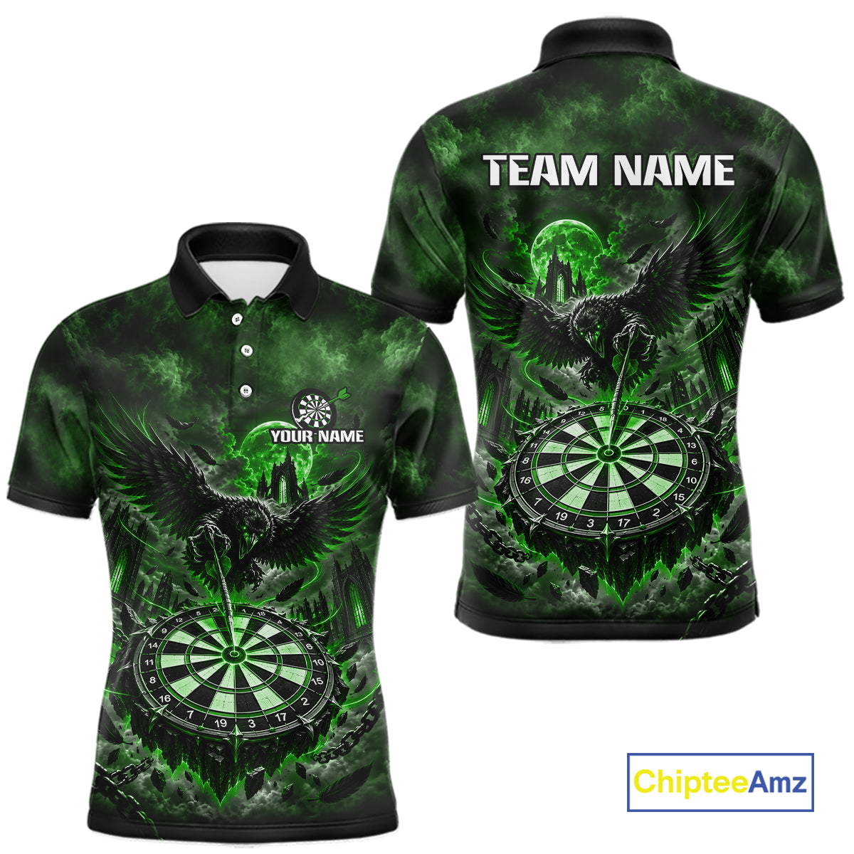 Custom Green Raven Dart Shirt Moon Gothic Dart Team Jersey for Men DHT78