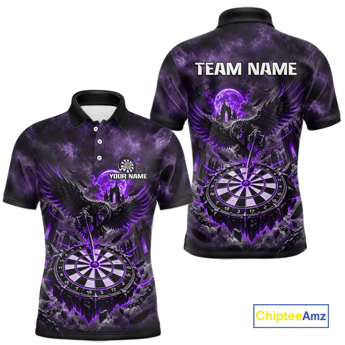 Custom Purple Raven Dart Shirt Moon Gothic Dart Team Jersey for Men DHT78