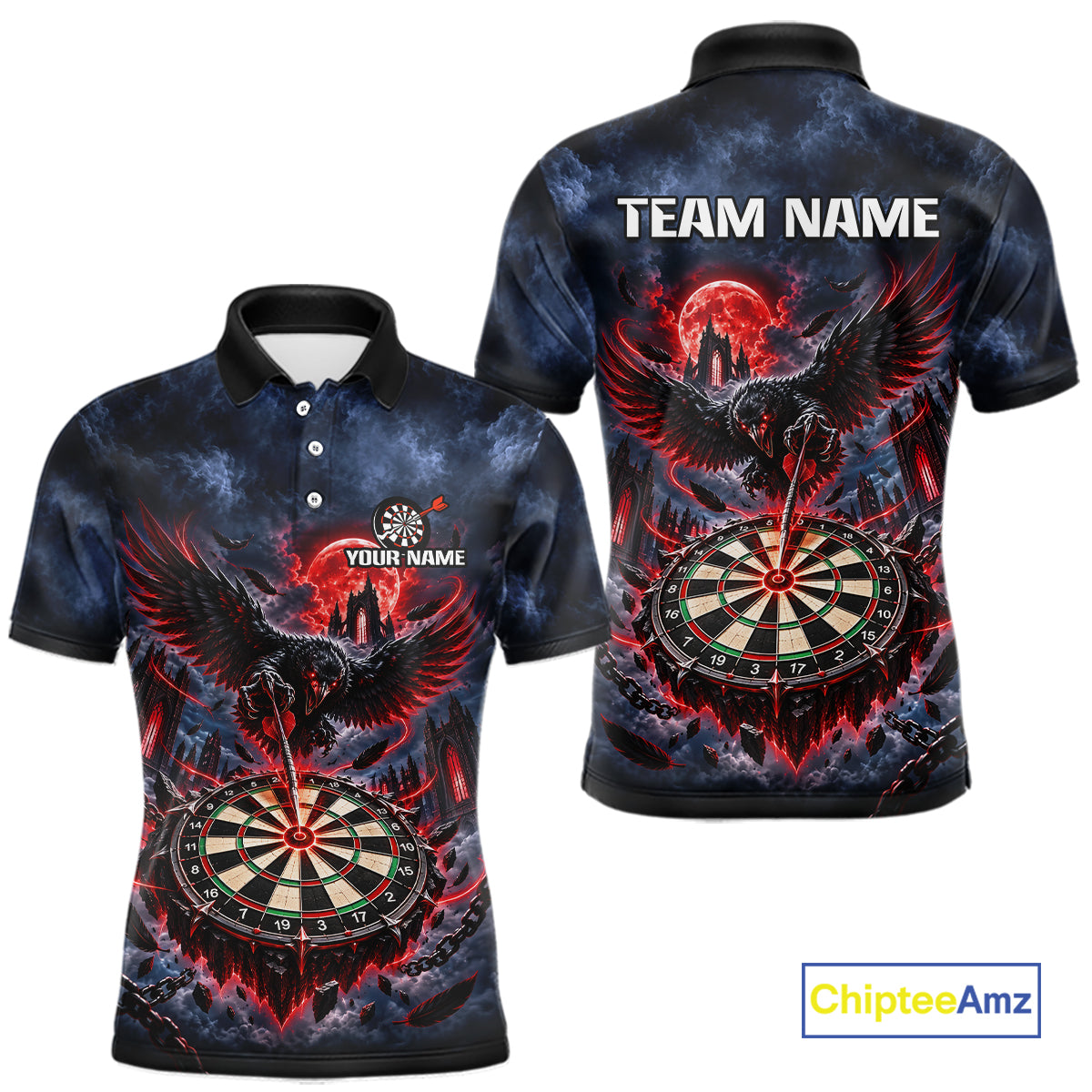 Custom Raven Dart Shirt Red Moon Gothic Dart Team Jersey for Men DHT78