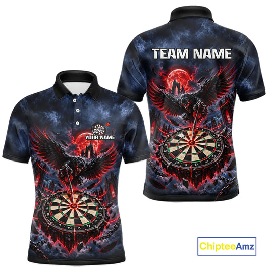 Custom Raven Dart Shirt Red Moon Gothic Dart Team Jersey for Men DHT78