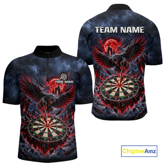 Custom Raven Dart Shirt Red Moon Gothic Dart Team Jersey for Men DHT78
