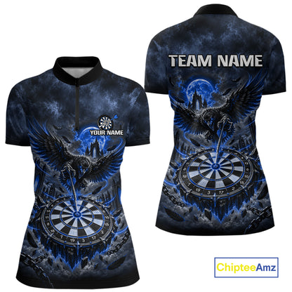 Custom Blue Raven Dart Shirt Moon Gothic Dart Team Jersey for Women DHT78