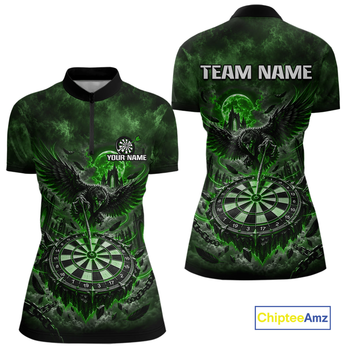 Custom Green Raven Dart Shirt Moon Gothic Dart Team Jersey for Women DHT78